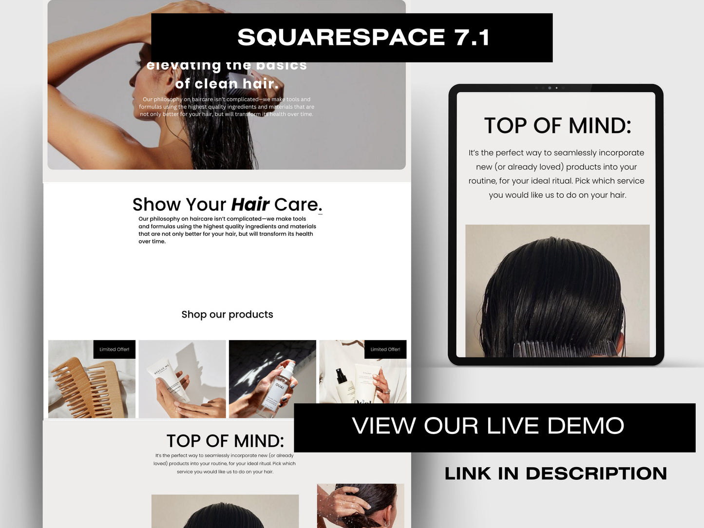 Modern Skincare Squarespace Website Template, Aesthetic Website Template Squarespace,D.I.Y Website Design,Squarespace Template Editable