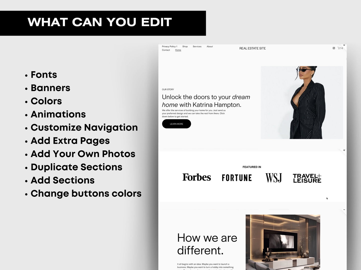 Aesthetic Real Estate Squarespace Website Template, Website Template Squarespace,D.I.Y Website Design,Squarespace Template Editable