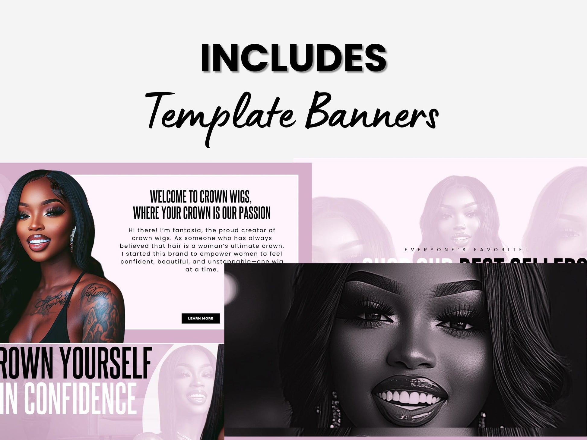 Wig Business Shopify Theme Template, Copper Wig Theme, Website for Hairstylists Shopify Website Design, Shopify Banners