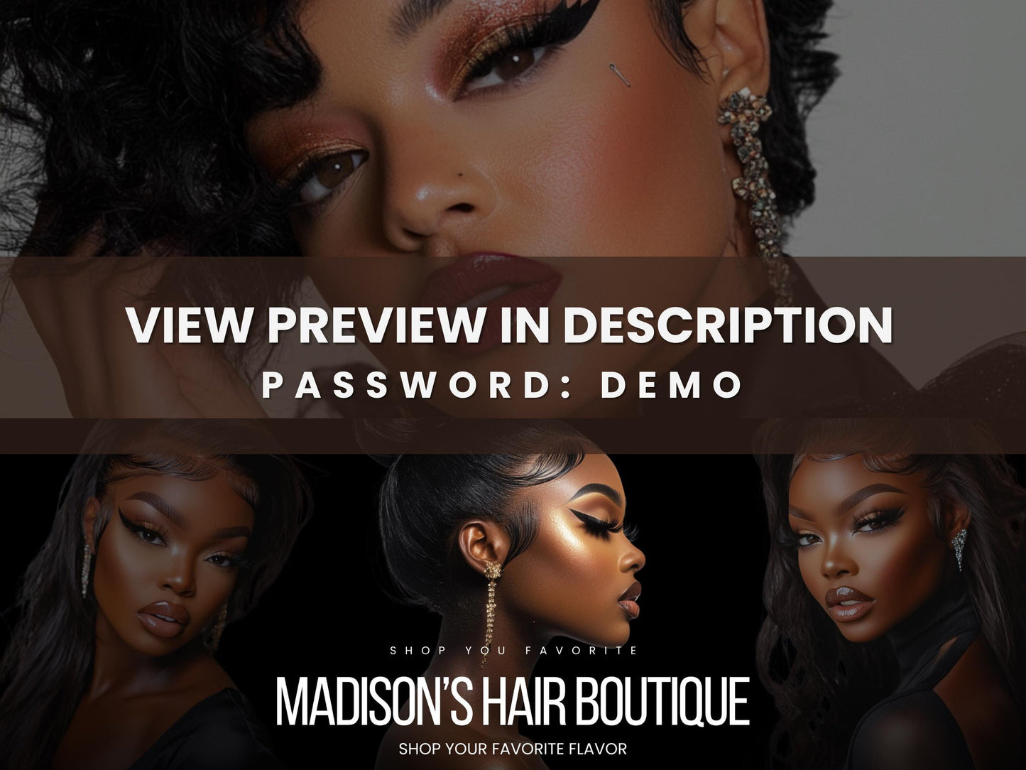 Wig Business Shopify Theme Template, Black Wig Theme, Website for Hairstylists Shopify Website Design, Shopify Banners