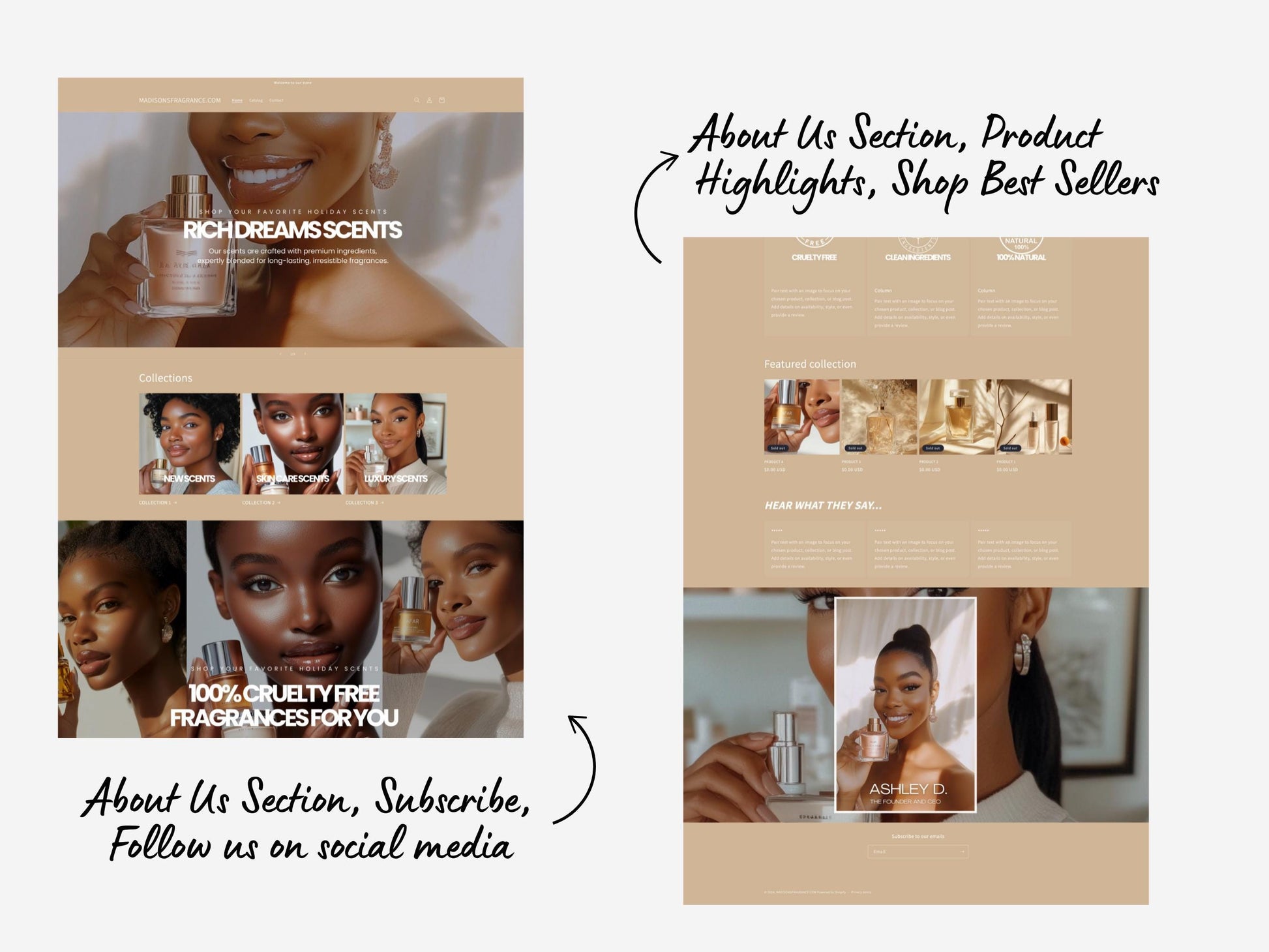 Aesthetic Shopify Skincare Theme Template, Aesthetic Beige Theme, Website for Skincare Businesses Shopify Website Design, Shopify Banners