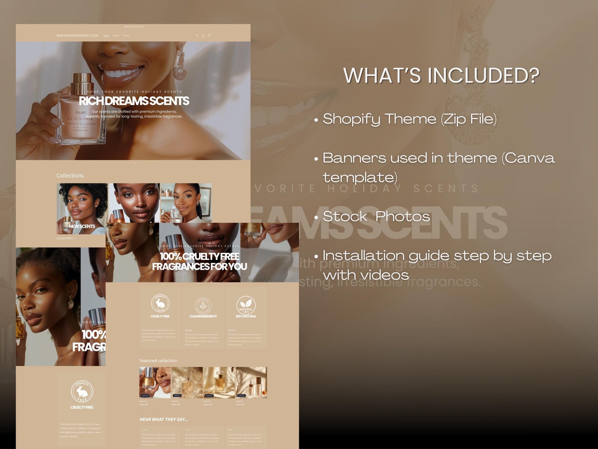 Aesthetic Shopify Skincare Theme Template, Aesthetic Beige Theme, Website for Skincare Businesses Shopify Website Design, Shopify Banners