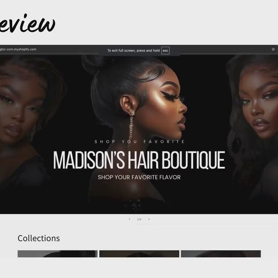 Wig Business Shopify Theme Template, Black Wig Theme, Website for Hairstylists Shopify Website Design, Shopify Banners