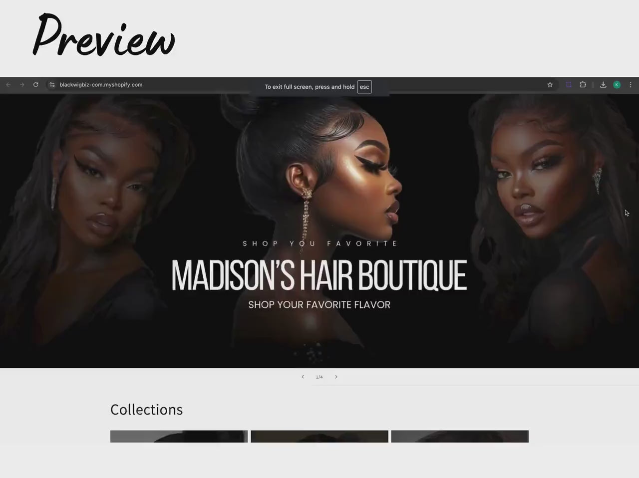Wig Business Shopify Theme Template, Black Wig Theme, Website for Hairstylists Shopify Website Design, Shopify Banners