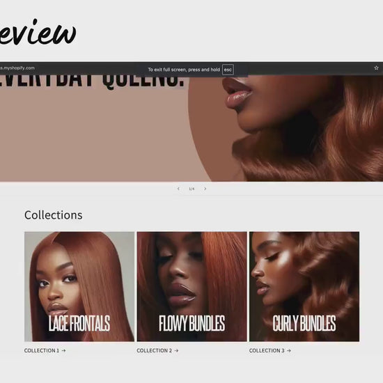 Wig Business Shopify Theme Template, Copper Wig Theme, Website for Hairstylists Shopify Website Design, Shopify Banners