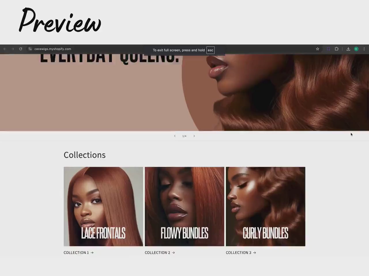 Wig Business Shopify Theme Template, Copper Wig Theme, Website for Hairstylists Shopify Website Design, Shopify Banners
