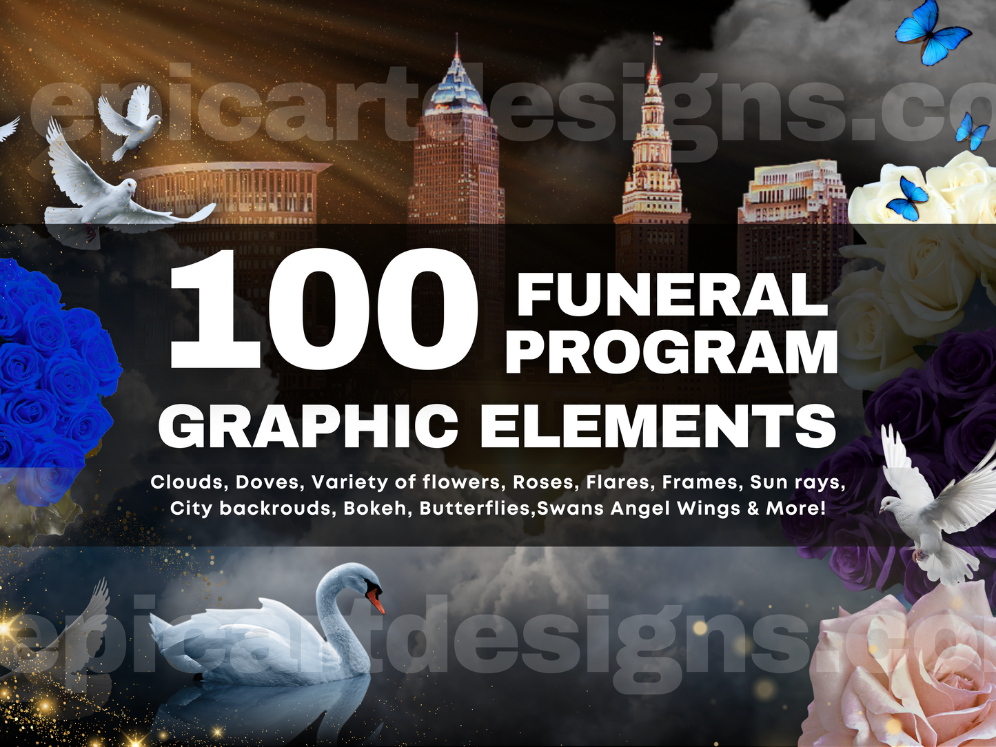 100 Funeral Program Graphic Elements