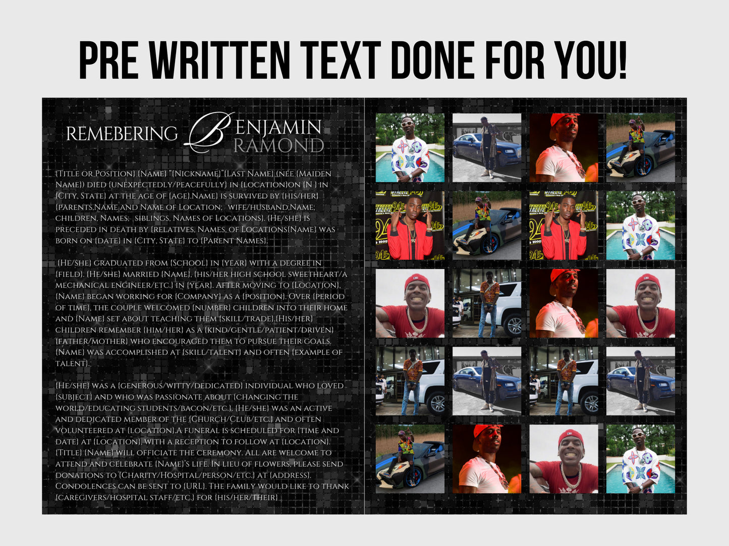 8.5"x11" BOOKLET Memorial program (8 pages) | Elegant Style Funeral Program |Celebration of Life |Keepsake |Digital Download |Canva Template