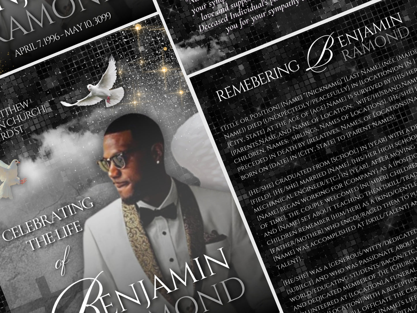 8.5"x11" BOOKLET Memorial program (8 pages) | Elegant Style Funeral Program |Celebration of Life |Keepsake |Digital Download |Canva Template