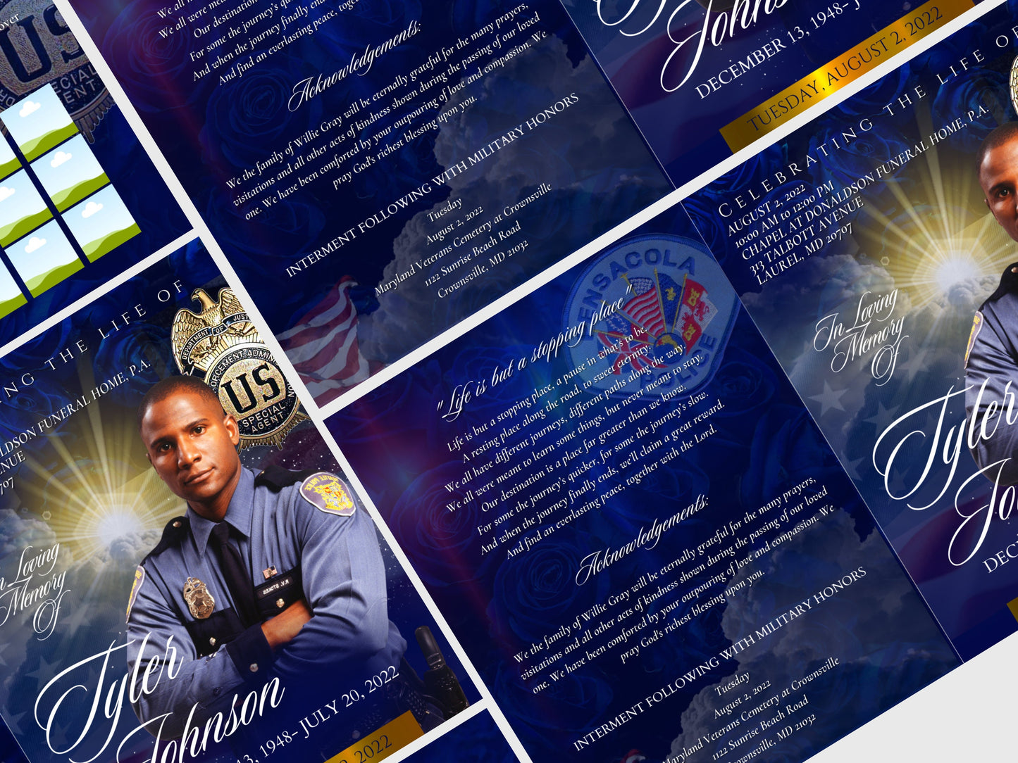 8.5x11" LAW ENFORCEMENT Memorial program (4 pages)|Blue Funeral Program |Celebration of Life|Keepstakes obituary Program, In loving memory