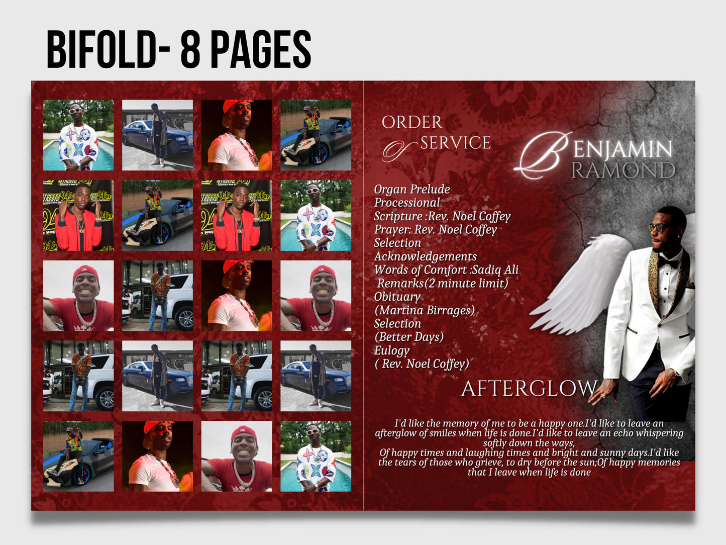 8.5"x11" BOOKLET Memorial program (8 pages) | Elegant Style Funeral Program |Celebration of Life |Keepsake |Digital Download |Canva Template