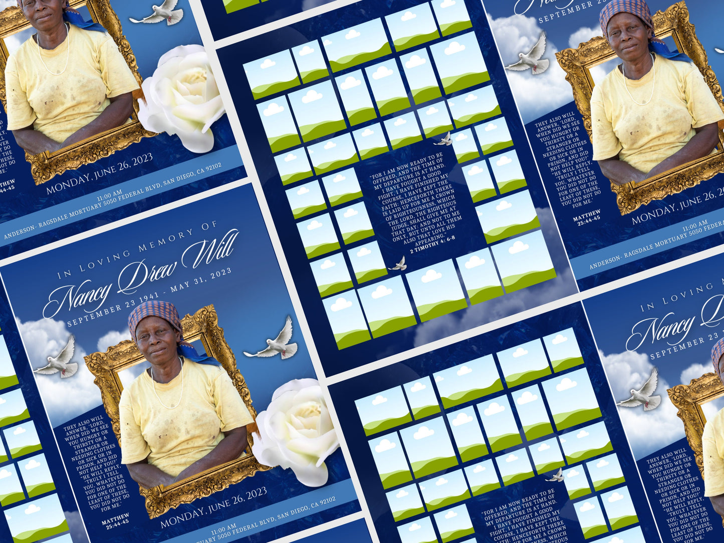 8.5"x11" BOOKLET Memorial program (4 pages) | Elegant Style Funeral Program |Celebration of Life |Keepsake |Digital Download |Canva Template