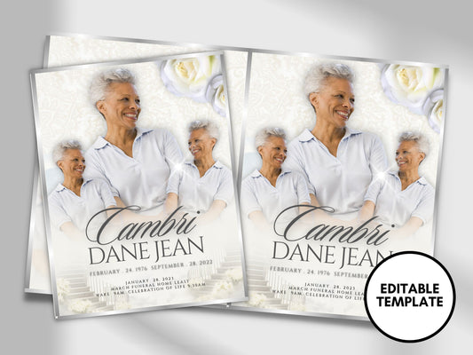 8.5"x11" BOOKLET Memorial program (4 pages) | Elegant Style Funeral Program |Celebration of Life |Keepsake |Digital Download |Canva Template