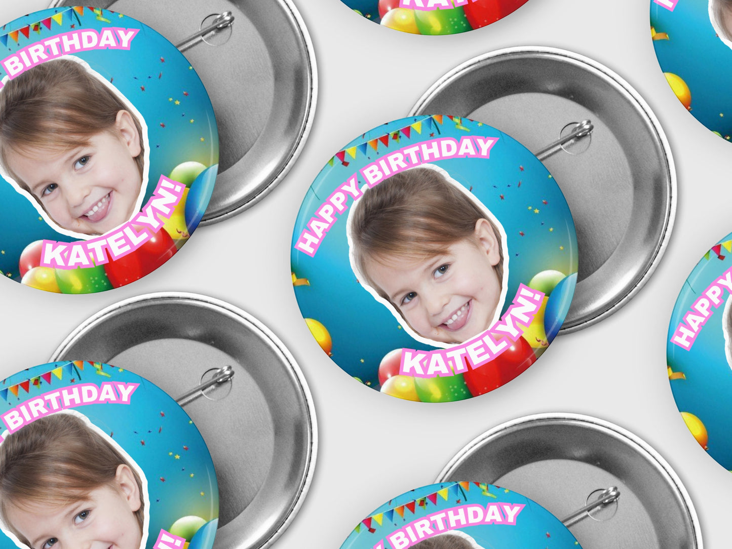 HAPPY BDAY PINBACK Template,Full Color| Personalized Funeral Buttons|Pinback Button Template|Keepsake Pin Backs Template