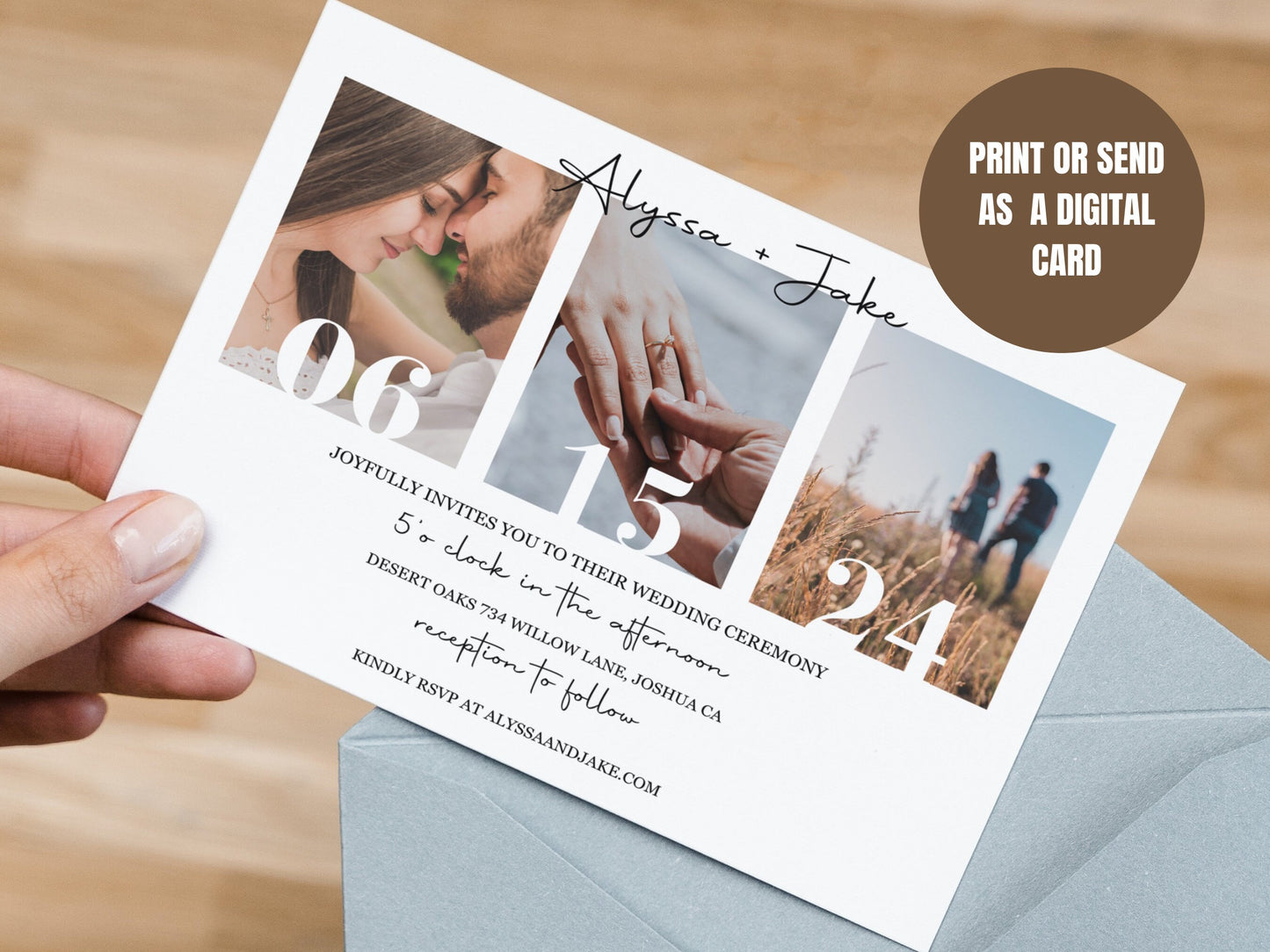 7"x5" Wedding Invitation Template Photo Collage|Wedding Invitation with Photos|Wedding Template|Printable Wedding Template|Editable Template