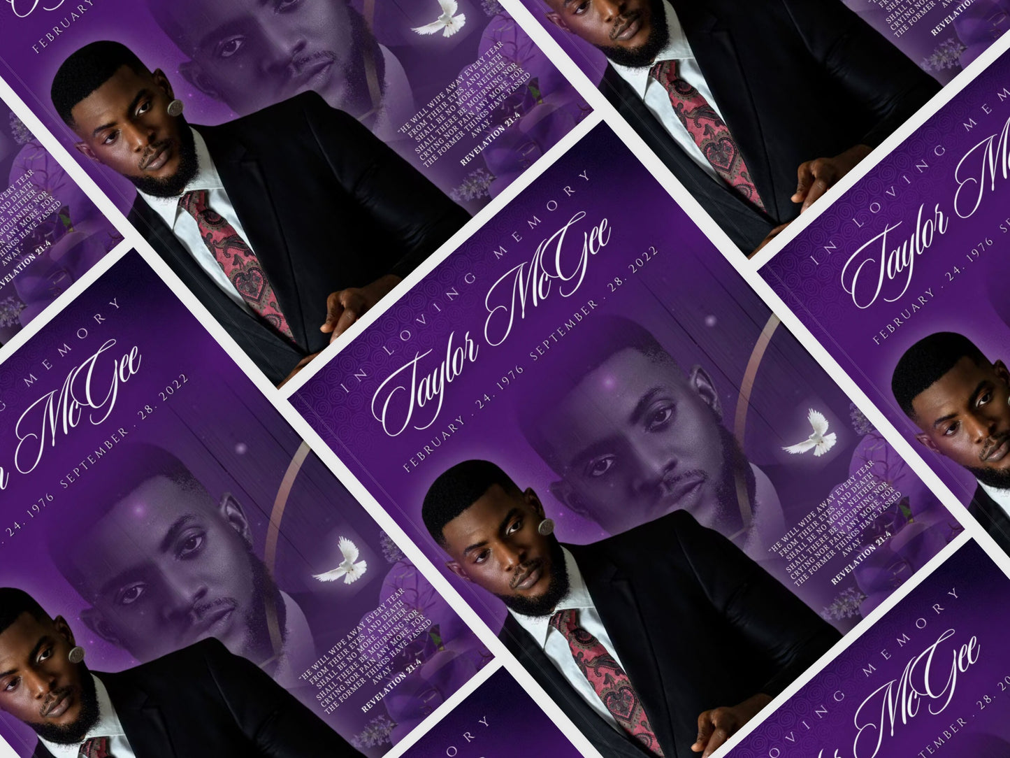 8.5"x11" BOOKLET Memorial program (8 pages) | Purple Funeral Program |Celebration of Life |Keepsake |Digital Download |Canva Template