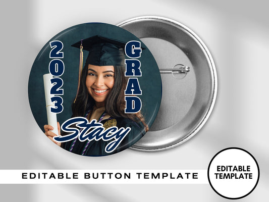 GRADUATION PINBACK Template,Full Color| Personalized Funeral Buttons|Pinback Button Template|Keepsake Pin Backs Template