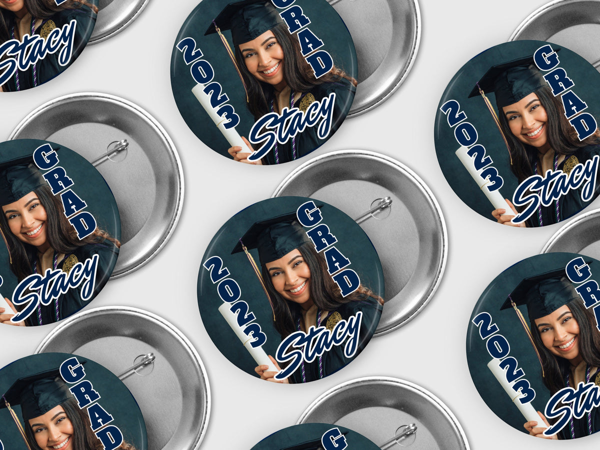 College Grad Custom Buttons GRADUATION PINBACK Template,Full Color| Personalized Funeral Buttons|P ...