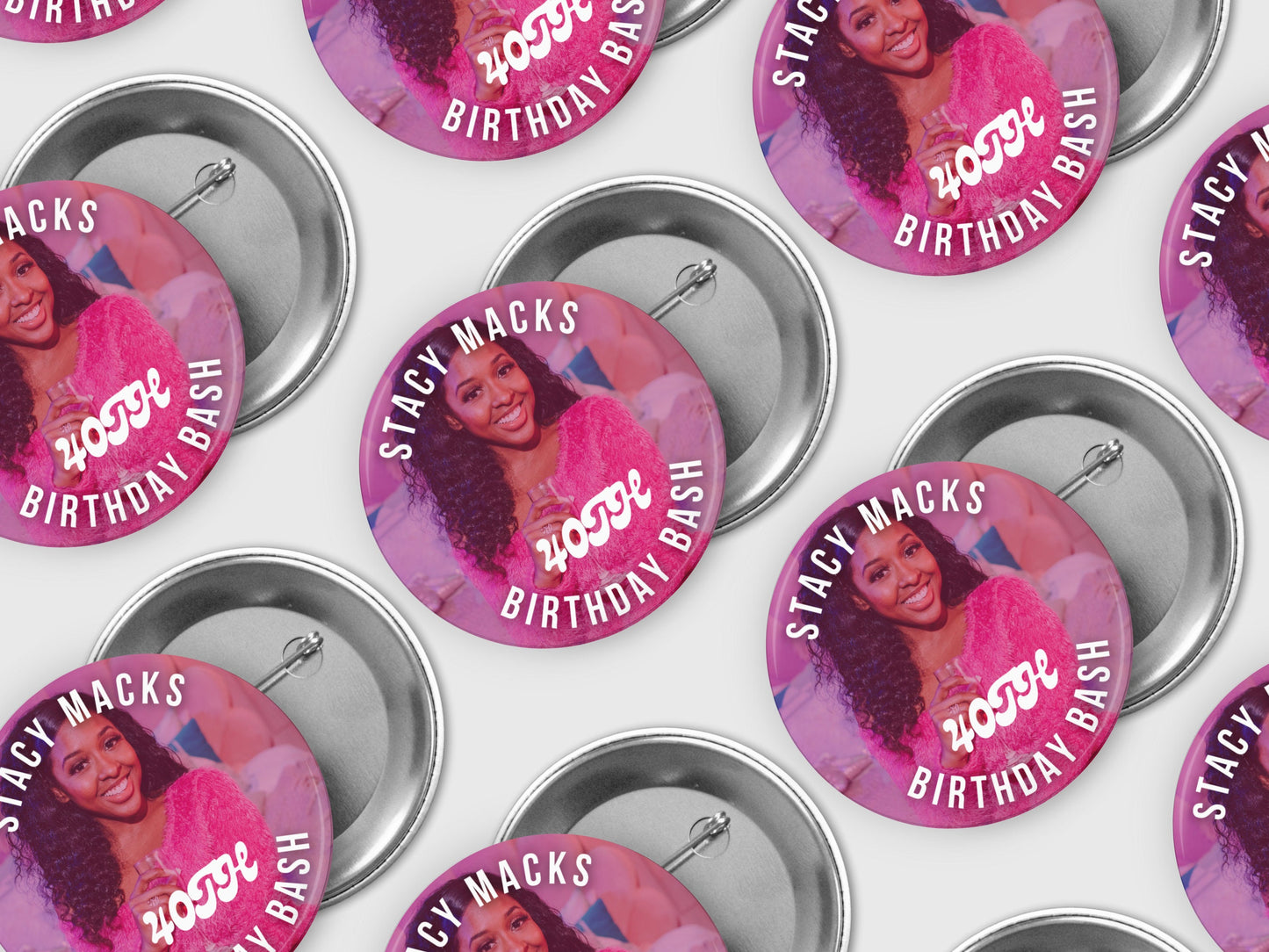 pink Name PINBACK Template,Full Color| Personalized Funeral Buttons|Pinback Button Template|Keepsake Pin Backs Template