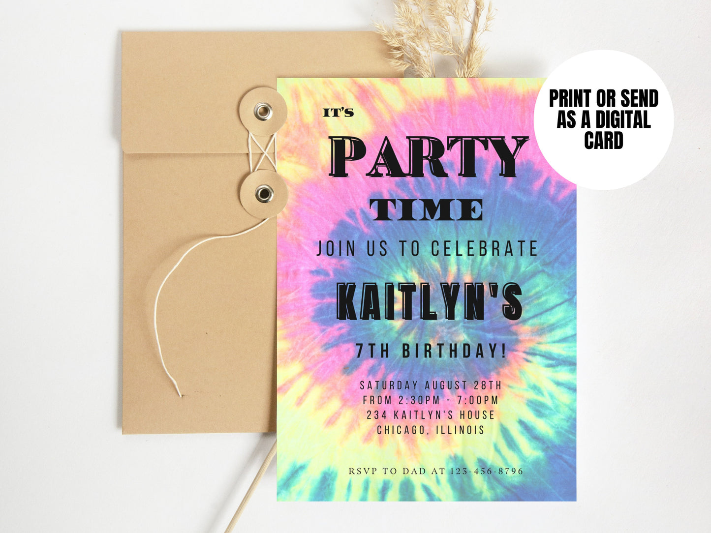 Tie Dye Birthday Invitation Rainbow Tie Dye Birthday Invitations Editable Tie Dye Party Printable Invitations Tie-Dye Party Instant Download