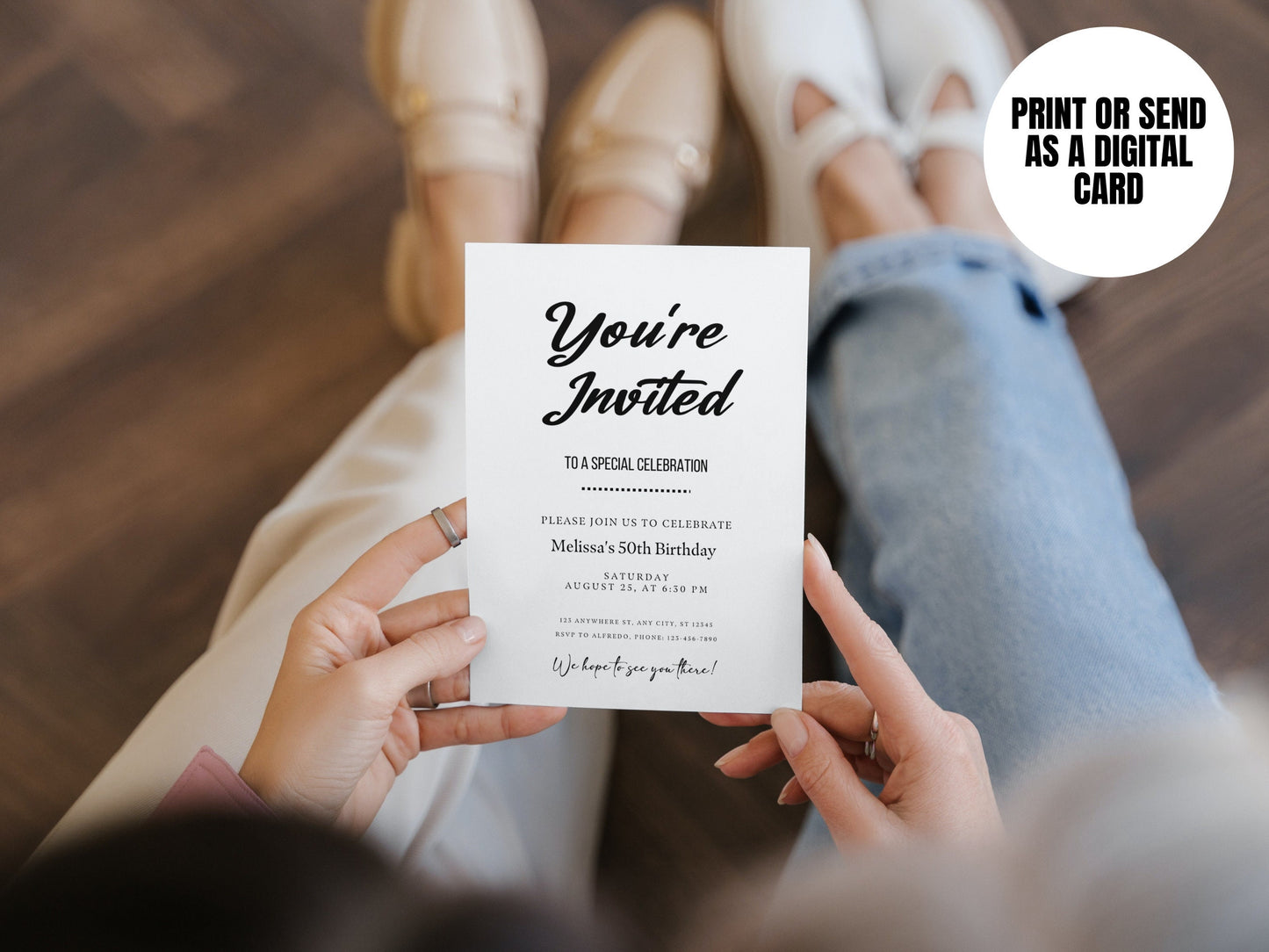 5"X7"Editable Invitation, Minimalist Invitation, Simple Party Invite, Birthday Invitations, Editable Invitations Template