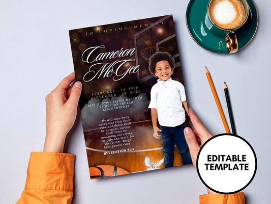 5.5"x8.5" BOOKLET Memorial program (4 pages)| PURPLE Style Funeral Program |Celebration of Life |Keepsake |Digital Download |Canva Template