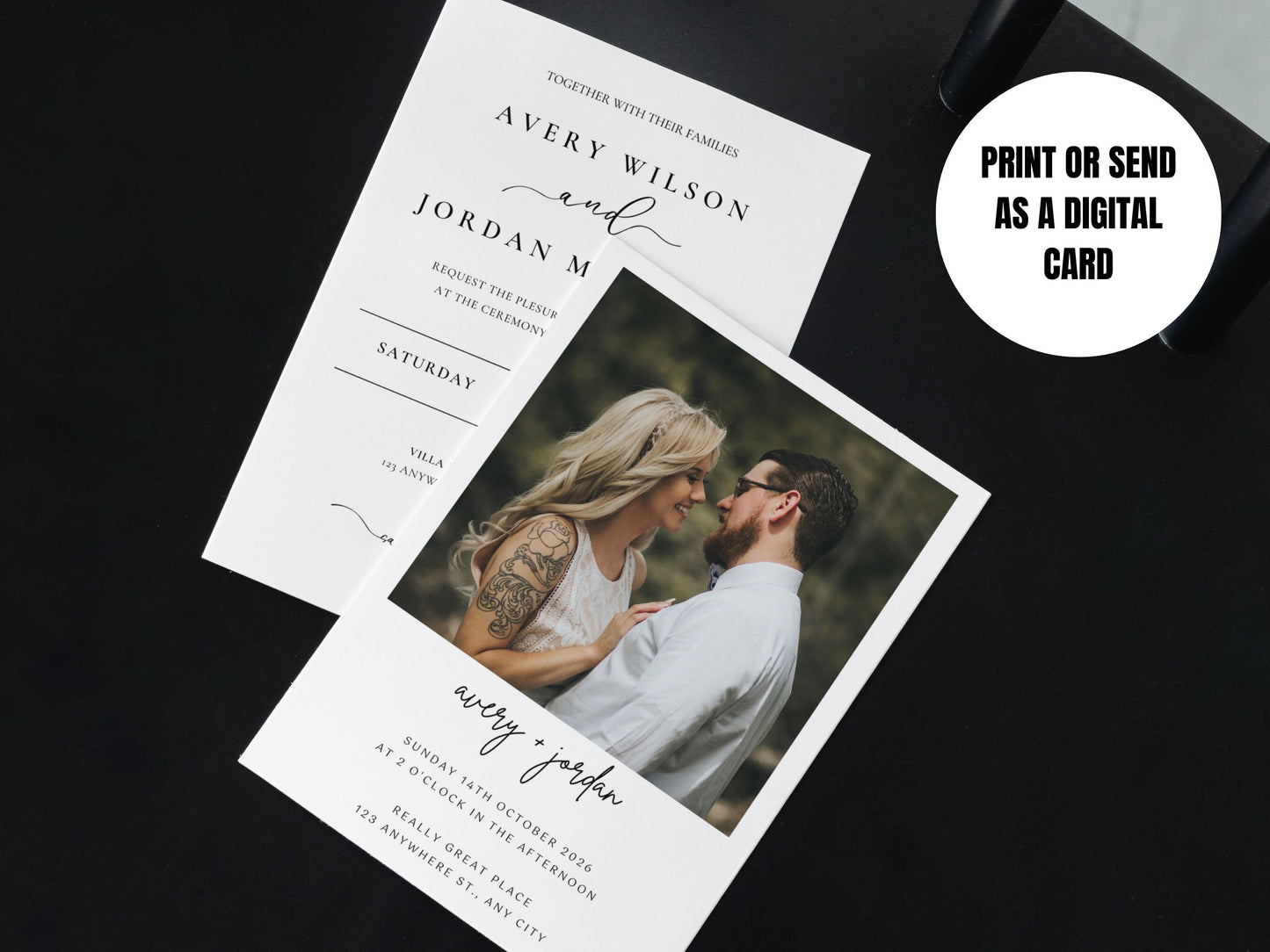 5"x7" Minimalist Wedding Invitation Template | Editable Minimalist Wedding Invite | Modern Wedding Invite | Photo Wedding Invitation