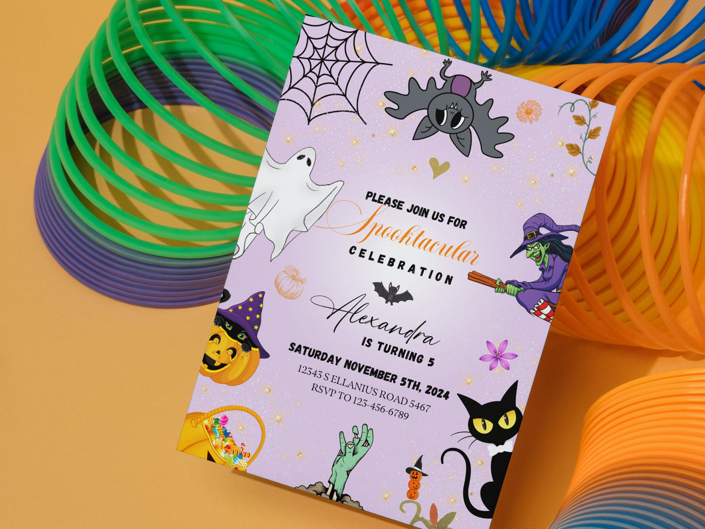 Halloween Birthday Invitation Girl Instant Download Spooktacular Spooky Party Invite Editable Template| Digital or Printed Invites