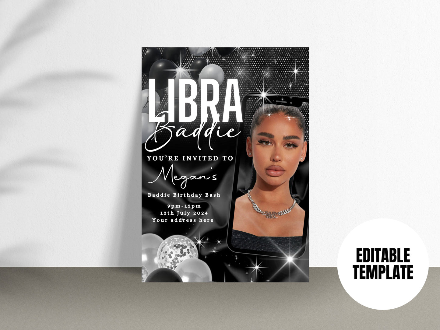 Libra Birthday Flyer, Birthday Template, Birthday Girl, Party Flyer, Celebration Flyer, Birthday Event, Birthday Invite, Canva Flyer