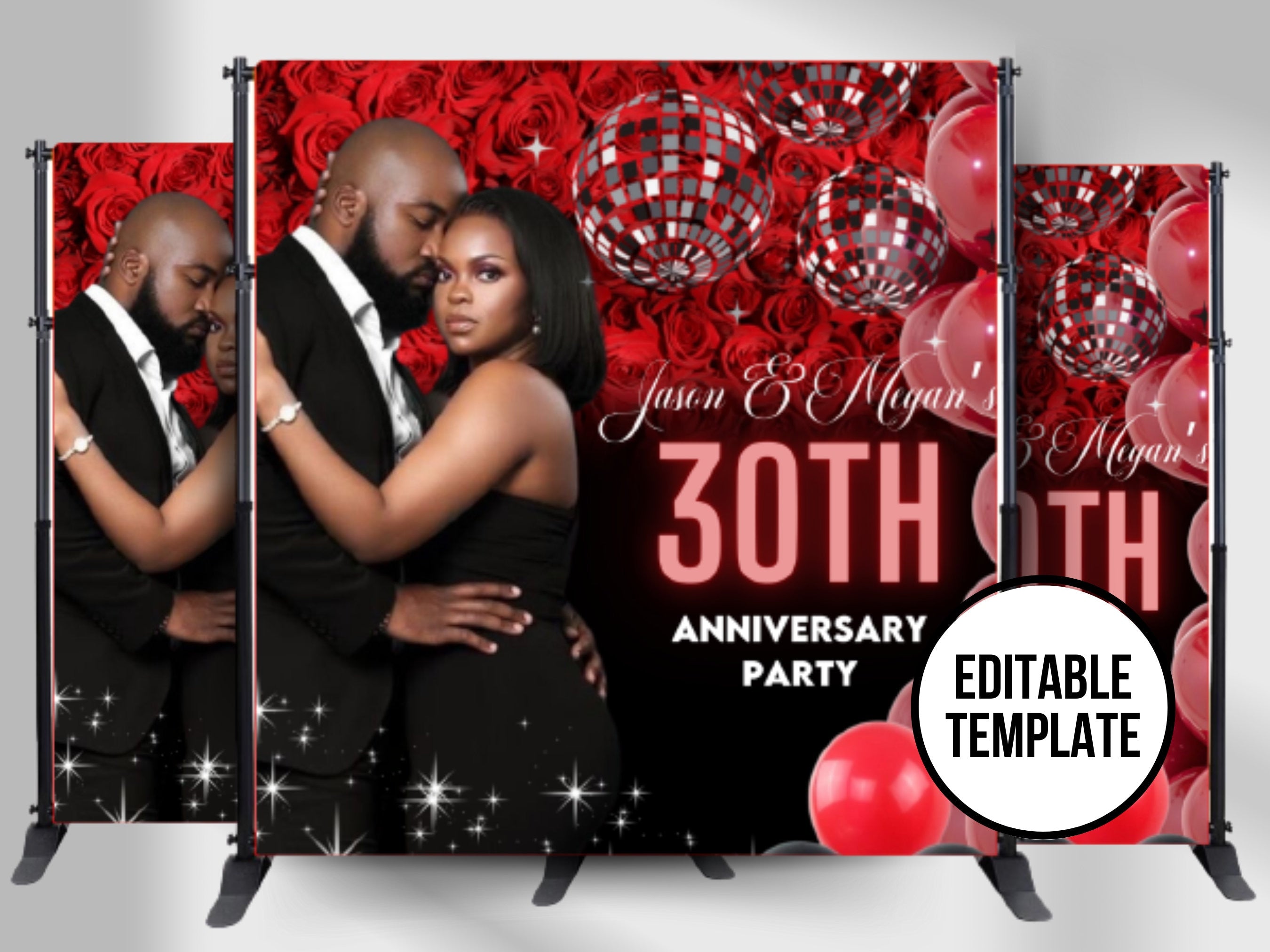 ANNIVERSARY backdrop, Photo step repeat, Editable backdrop, Photo step ...