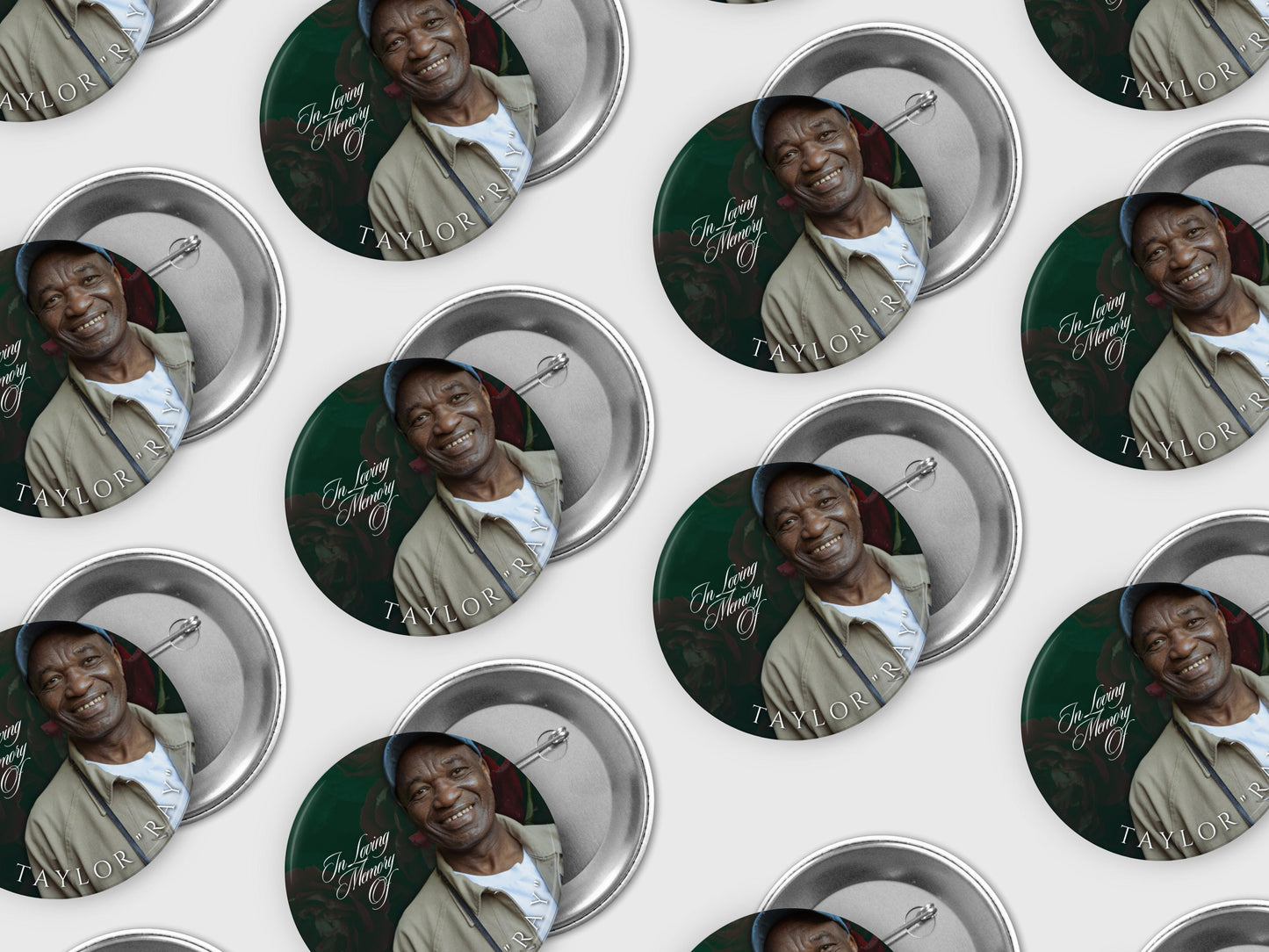 GREEN KEEPSAKE PINBACK Template,Full Color| Personalized Funeral Buttons|Pinback Button Template|Keepsake Pin Backs Template