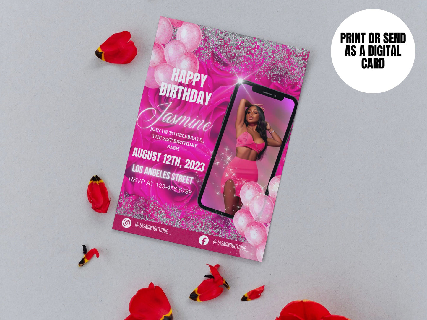 Birthday Bash invite, Digital Bday card, DIY invite Template Design, Birthday Party Invites Flyer, Premade Celebration birthday invite