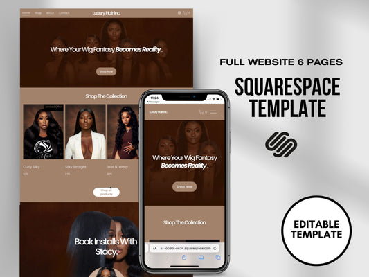 BROWN Melanin Aesthetic Squarespace Website Template, Skin Touched Website Template Squarespace,D.I.Y Website Design,Squarespace Template