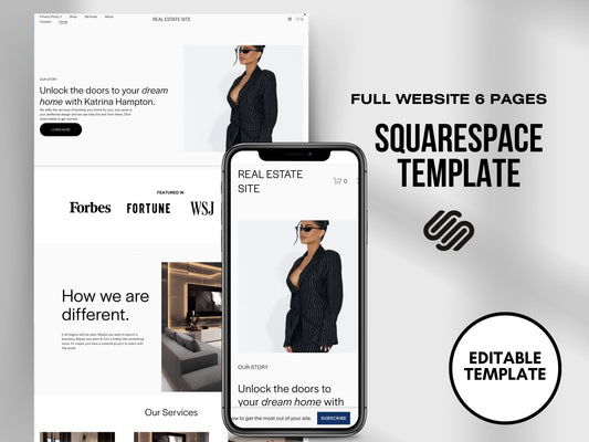 Aesthetic Real Estate Squarespace Website Template, Website Template Squarespace,D.I.Y Website Design,Squarespace Template Editable