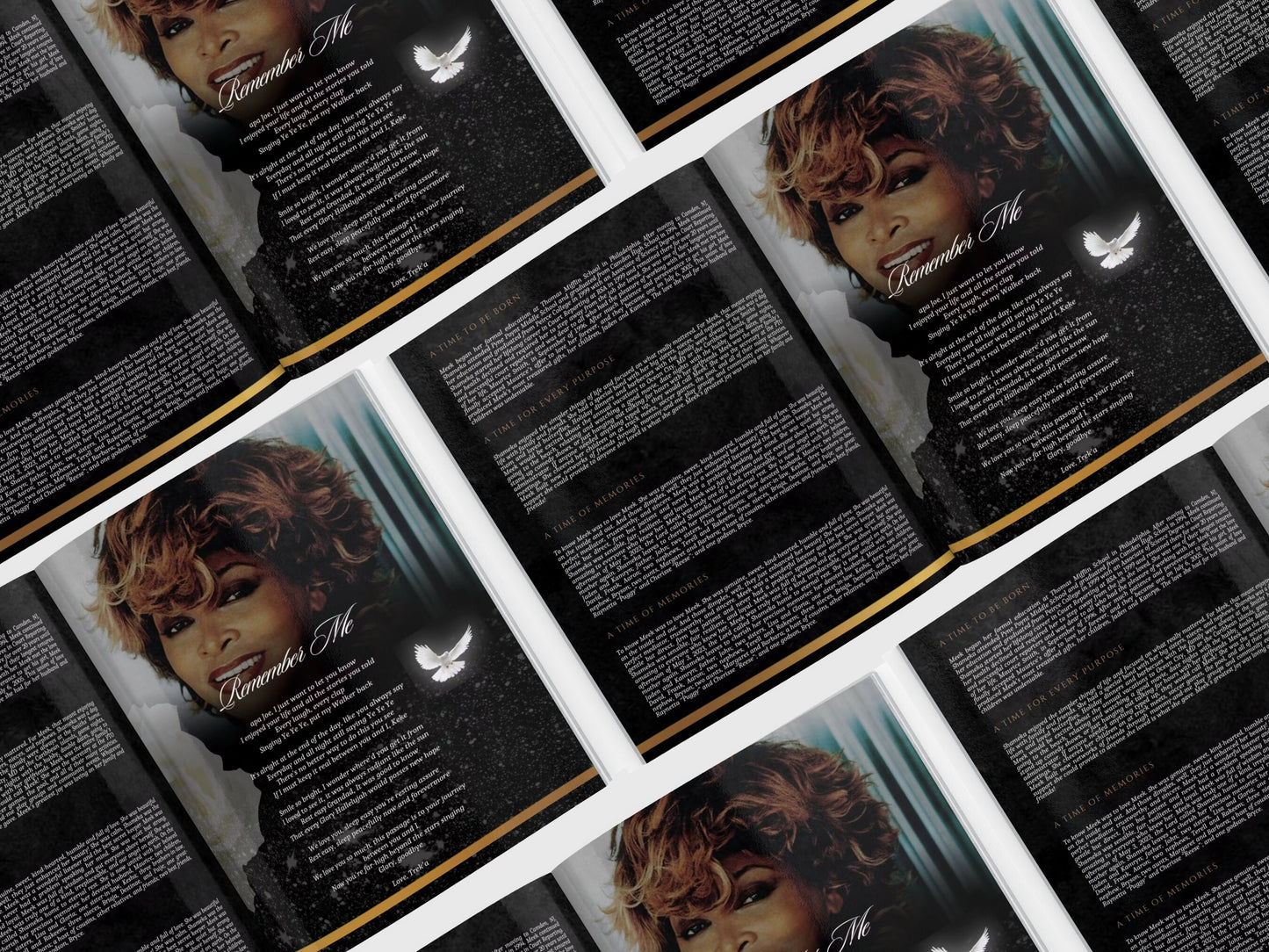 Funeral Memorial Booklet (8 pages) |Elegant Style Funeral Program | In Loving Memory  |Women Black gold Program |Canva Template