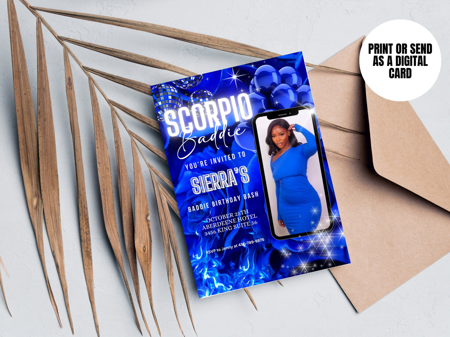 Scorpio Birthday invite, Birthday Template, Birthday Girl, Party invite, Celebration invite, Birthday Event, Birthday Invite, Canva invite