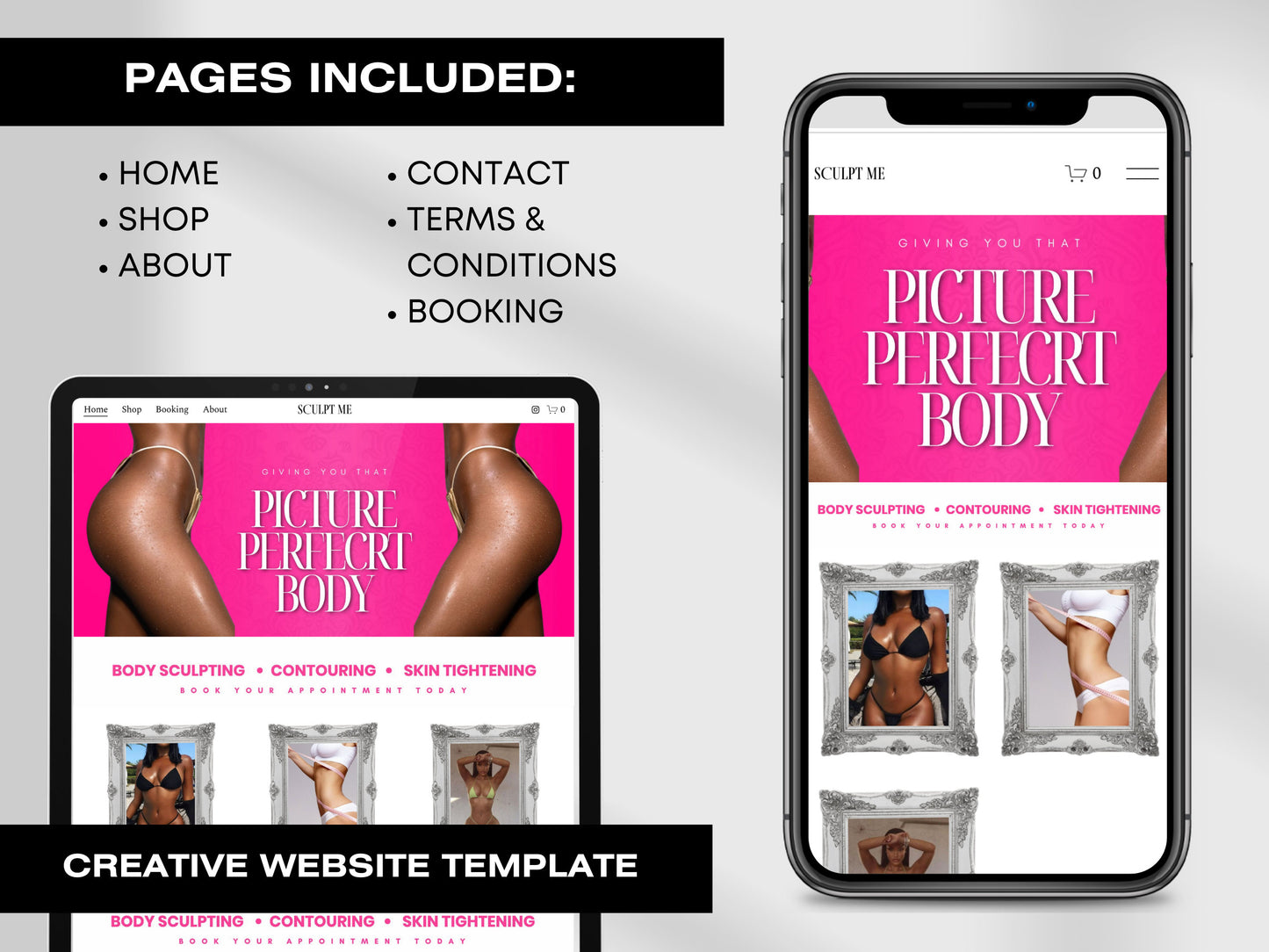 PINK Body Sculpting Squarespace Website Template, Book Now Customizable Website Template Squarespace, D.I.Y Website, Squarespace Design