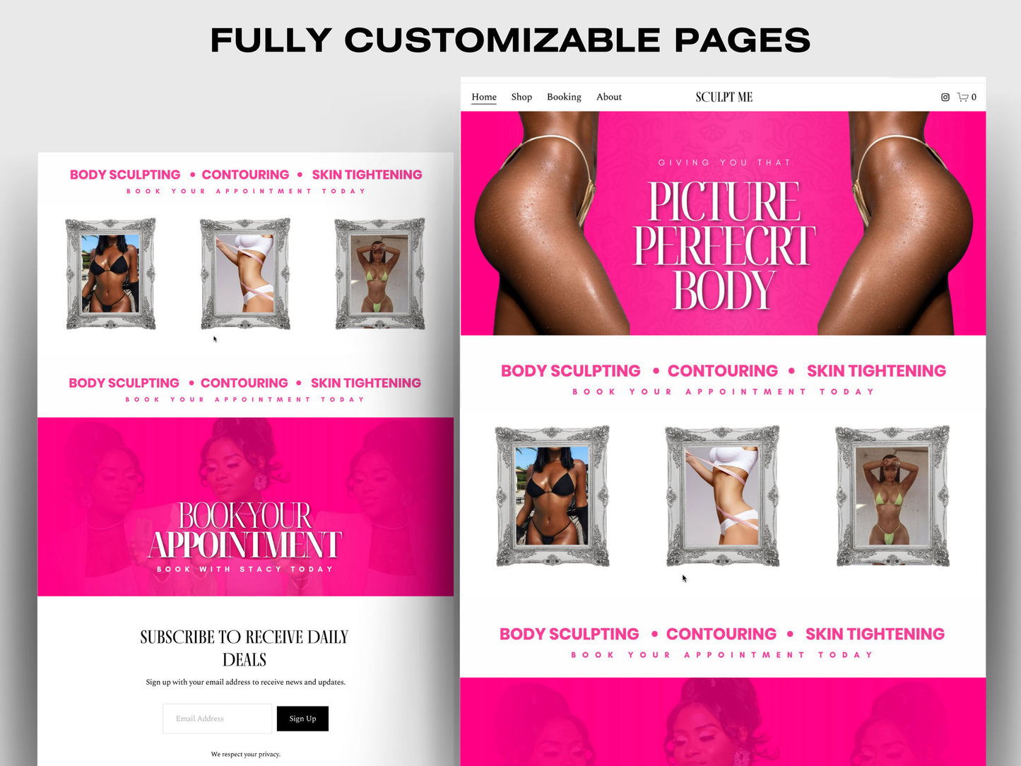 PINK Body Sculpting Squarespace Website Template, Book Now Customizable Website Template Squarespace, D.I.Y Website, Squarespace Design