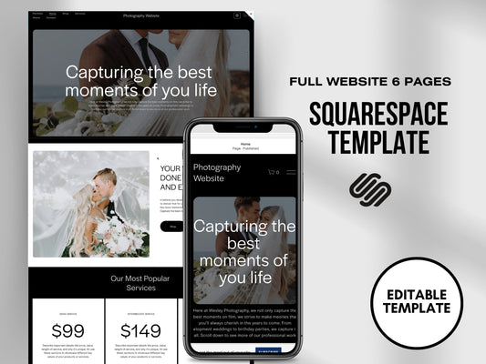 Photographer Aesthetic Squarespace Website Template, Website Template Squarespace,D.I.Y Website Design,Squarespace Template Editable