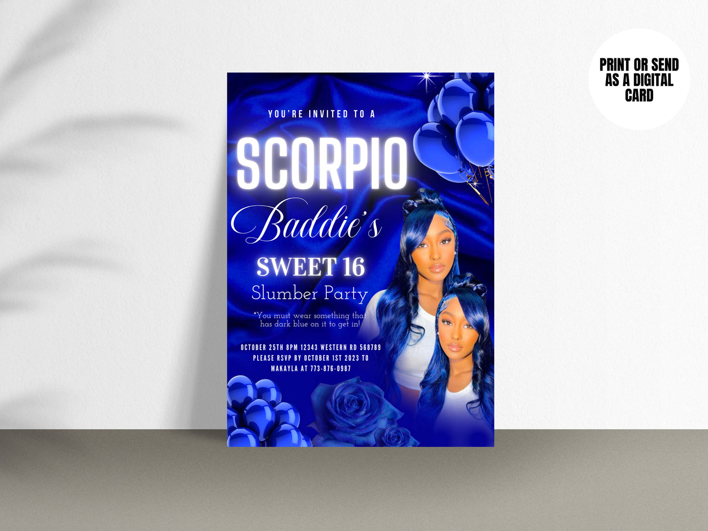 Scorpio Birthday Invite, Birthday Template, Birthday Girl, Party Flyer, Celebration Flyer, Birthday Event, Birthday Invite, Canva Flyer