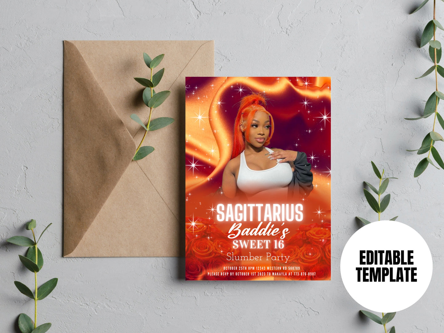 Sagittarius Birthday Flyer, Birthday Template, Birthday Girl, Party Flyer, Celebration Flyer, Birthday Event, Birthday Invite, Canva Flyer